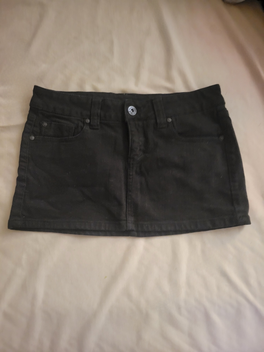 refuge Black Denim Mini Skirt